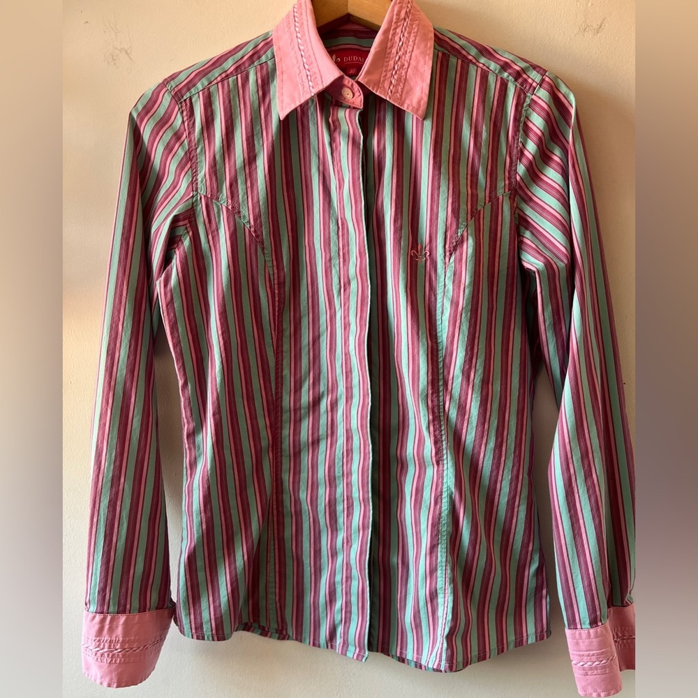 Dudalina Striped Button Down Top Long Sleeve 40 VGUC